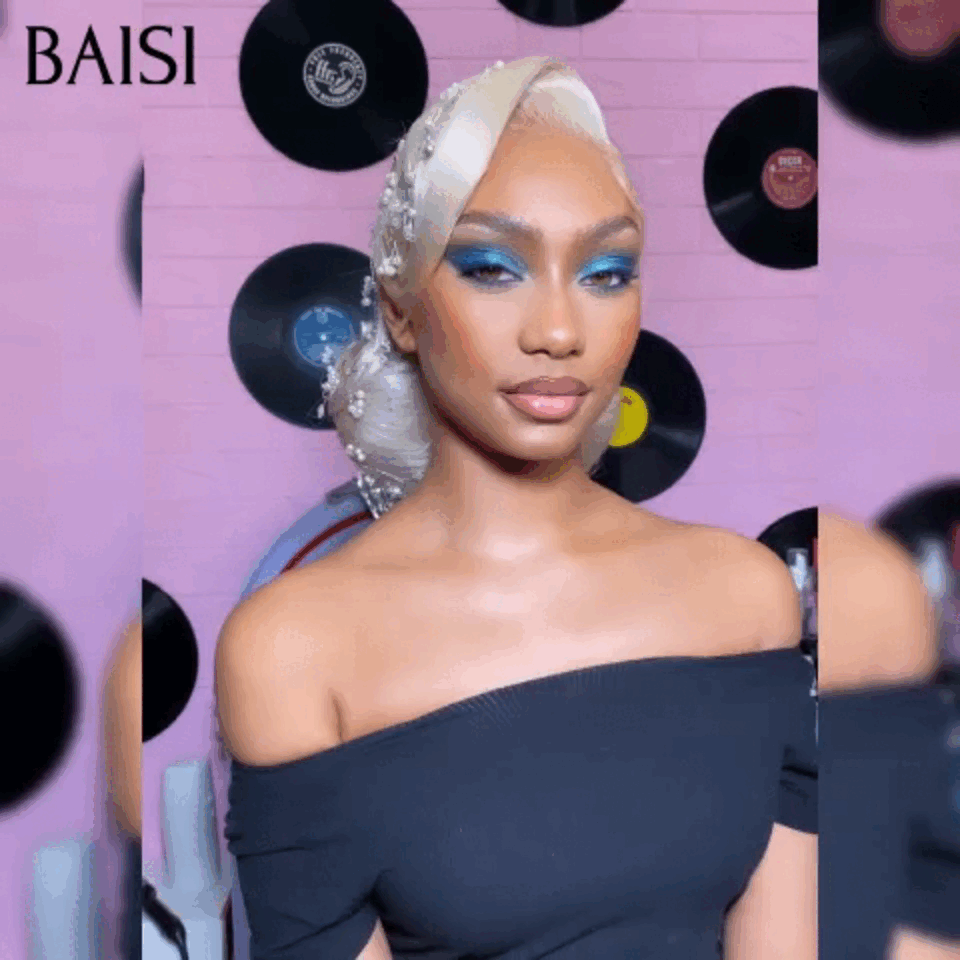 BAISI Coiffure de luxe Sabina Perruques Mariage Prête à porter chignon et personalisation comme sur la vidéo 100% identique avec lace frontale pour mariage ou événement spécial en couleur 613# VIP100