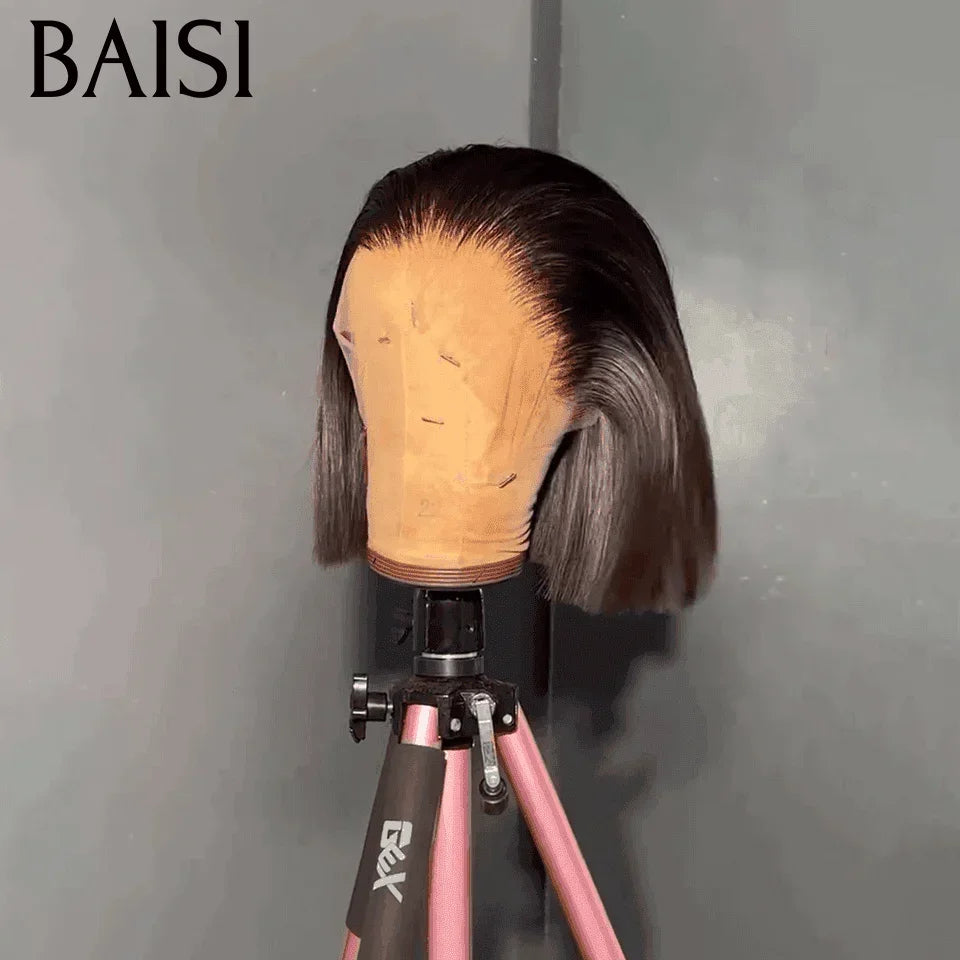 BAISI Grande Promo 13x4 Frontale Lace Perruque BOB Noir Lisse 8- 14 Pouces En 100% Cheveux Humains D