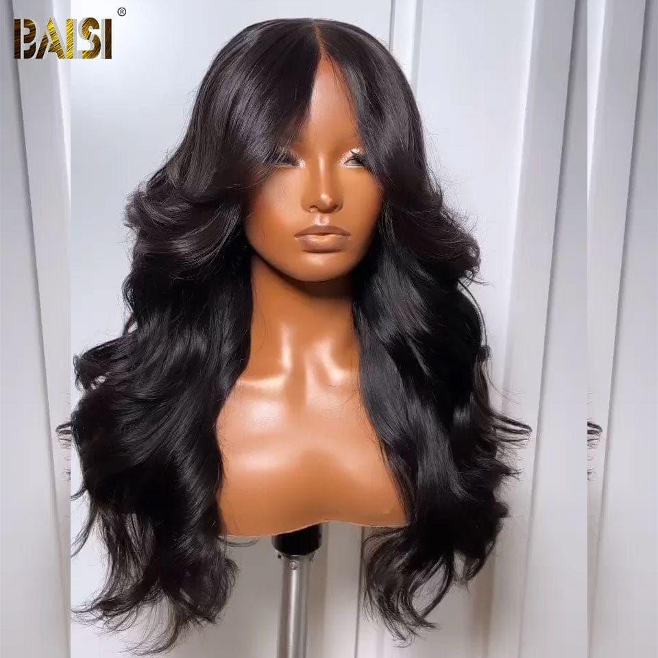 BAISI 4x4 Closure Body Wave Perücke mit Pony 100% Echthaar brasilianisches indisches Haar gute Qualität