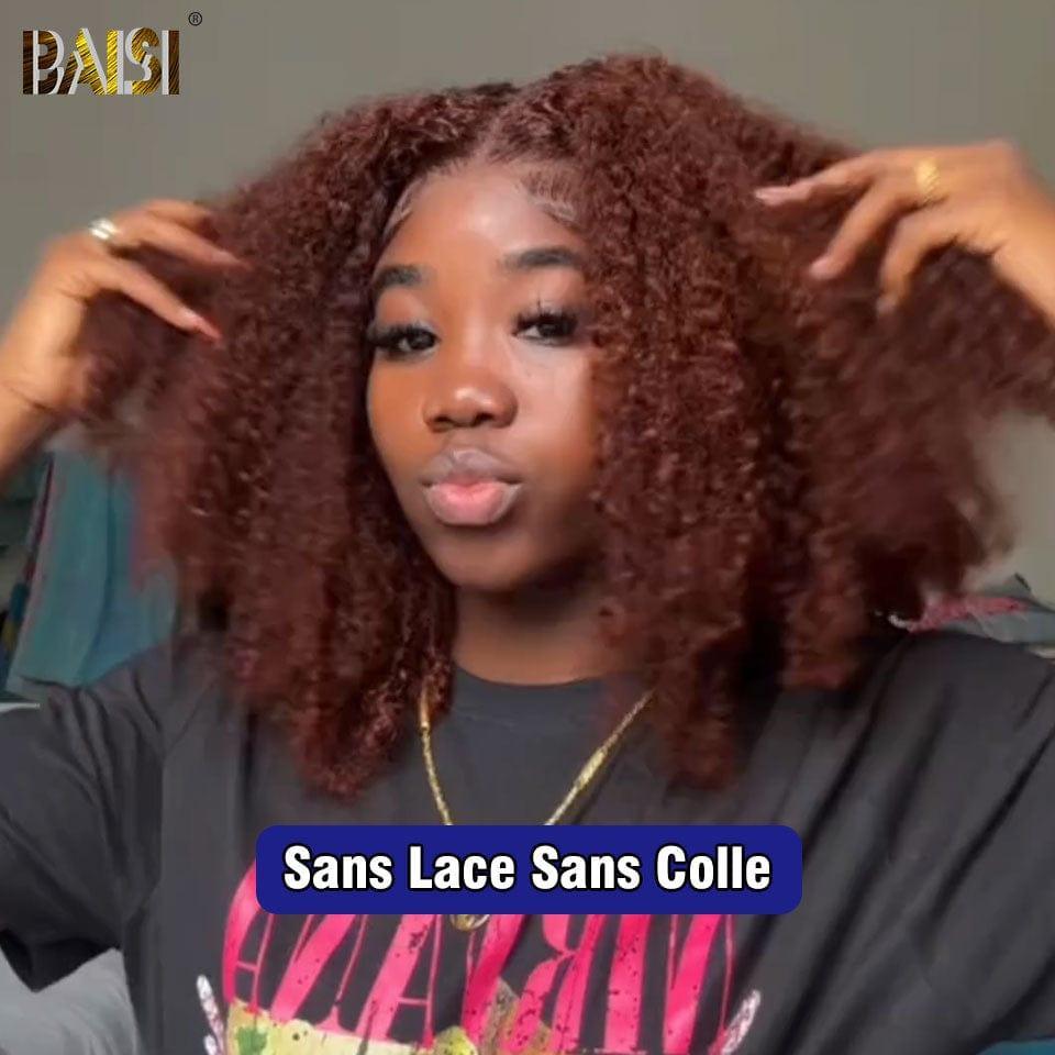 Parrucca bob riccia 4x4 BAISI in marrone #4 Taglio frontale in pizzo senza colla, facile da indossare, capelli umani al 100%