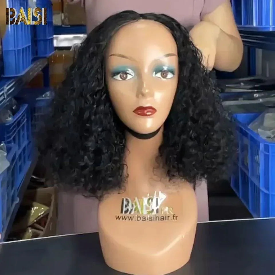 BAISI Achetez 2 perruques minimum au prix d'usine fournisseur en France TVA 0€ 48H arrivé 4x4 closure perruque bob Coupe carrée en 100% cheveux humains Deep wave (Pas Besoin de Code)