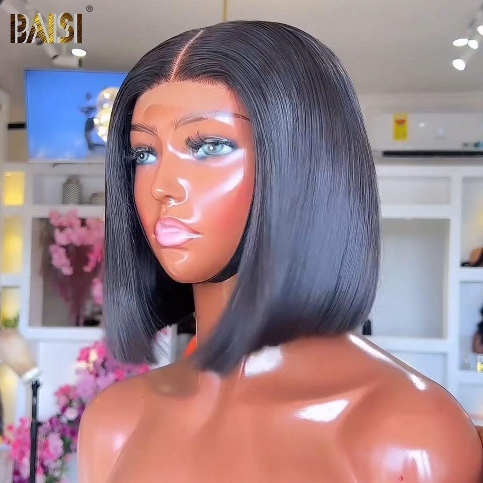 BAISI Bob Perruque Lisse 4x4 Straight Bob 8 Poucess 66€ moitié prix En 100% Cheveux Humains mp50
