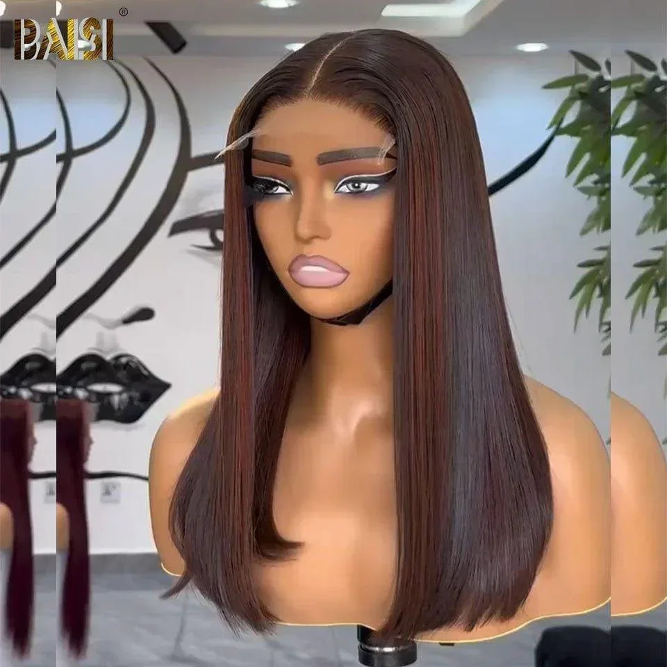 BAISI 4X4 Perruque Bob Lisse En couleur #1B#4 en 100% Raw Hair