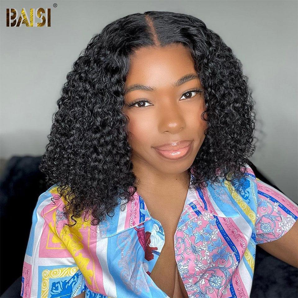 BAISI Achetez 2 perruques minimum au prix d'usine fournisseur en France TVA 0€ 48H arrivé 4x4 perruque bob Coupe carrée Water Wave Pré-plucked Pas Besoin de Colle en 100% Raw Hair Lace déjà couper (Pas Besoin de Code)