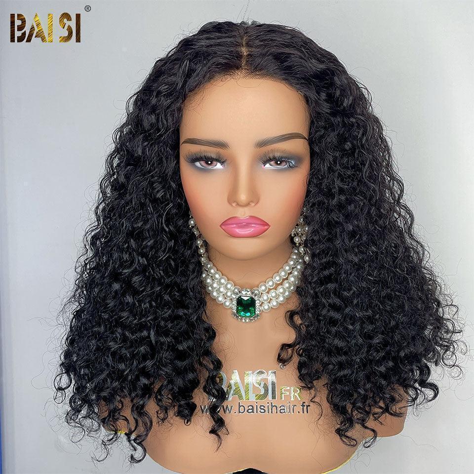 BAISI 4X4 Perruque de Luxe curly wave en Couleurs Noir 20 pouces A1 Fabriquées par les cheveux double drawn mèches vièges volume Vietnam Hair 300% densité plus de 20 ans d' utilisations