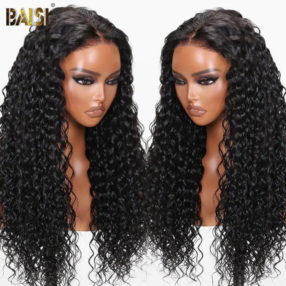 BAISI 4x4 Deep Wave Wig 18 Inch €152 in Black Glueless Lace Already Cut Easy to Wear in 100% Human Hair CODE: FR20