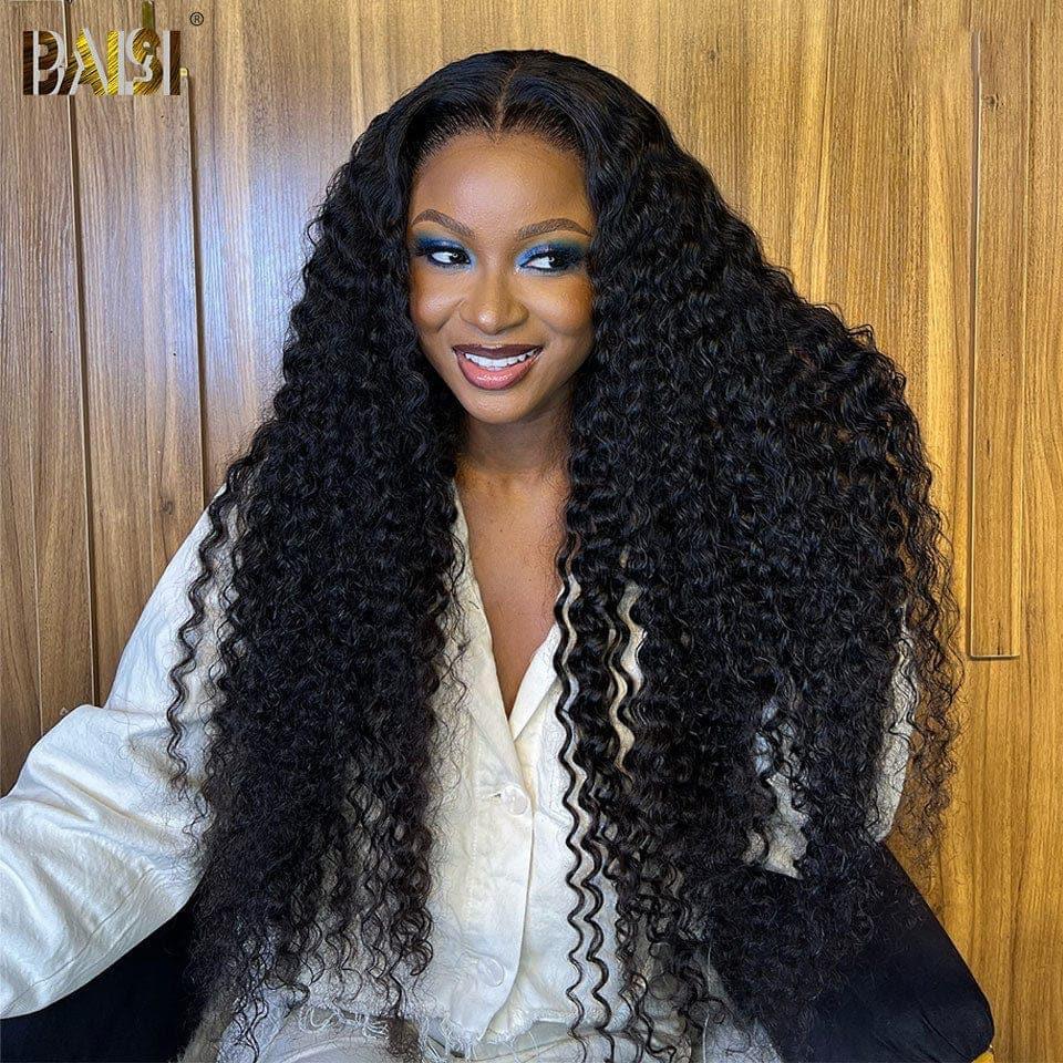 BAISI Achetez 2 perruques minimum au prix d'usine fournisseur 4x4 Perruque Deep Wave Pré-plucked Pas Besoin de Colle en 100% Raw Hair Lace déjà couper(Pas Besoin de Code)