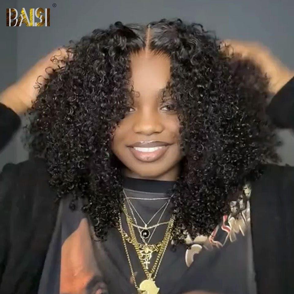 BAISI Achetez 2 perruques minimum au prix d'usine fournisseur 4x4 closure perruque Deep Wave en 100% cheveux humains en cheveux indians brésiliens (Pas Besoin de Code)