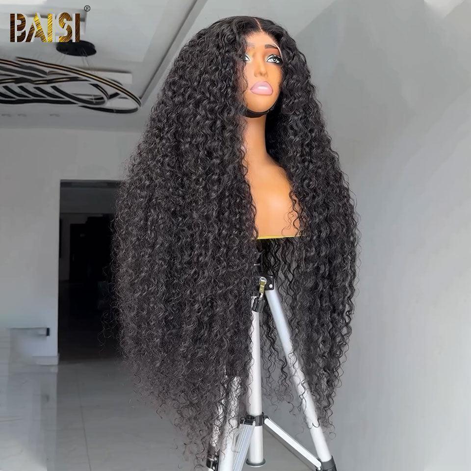 BAISI 4X4 closure perruque trop longue Kinky Curly en 100% cheveux humains
