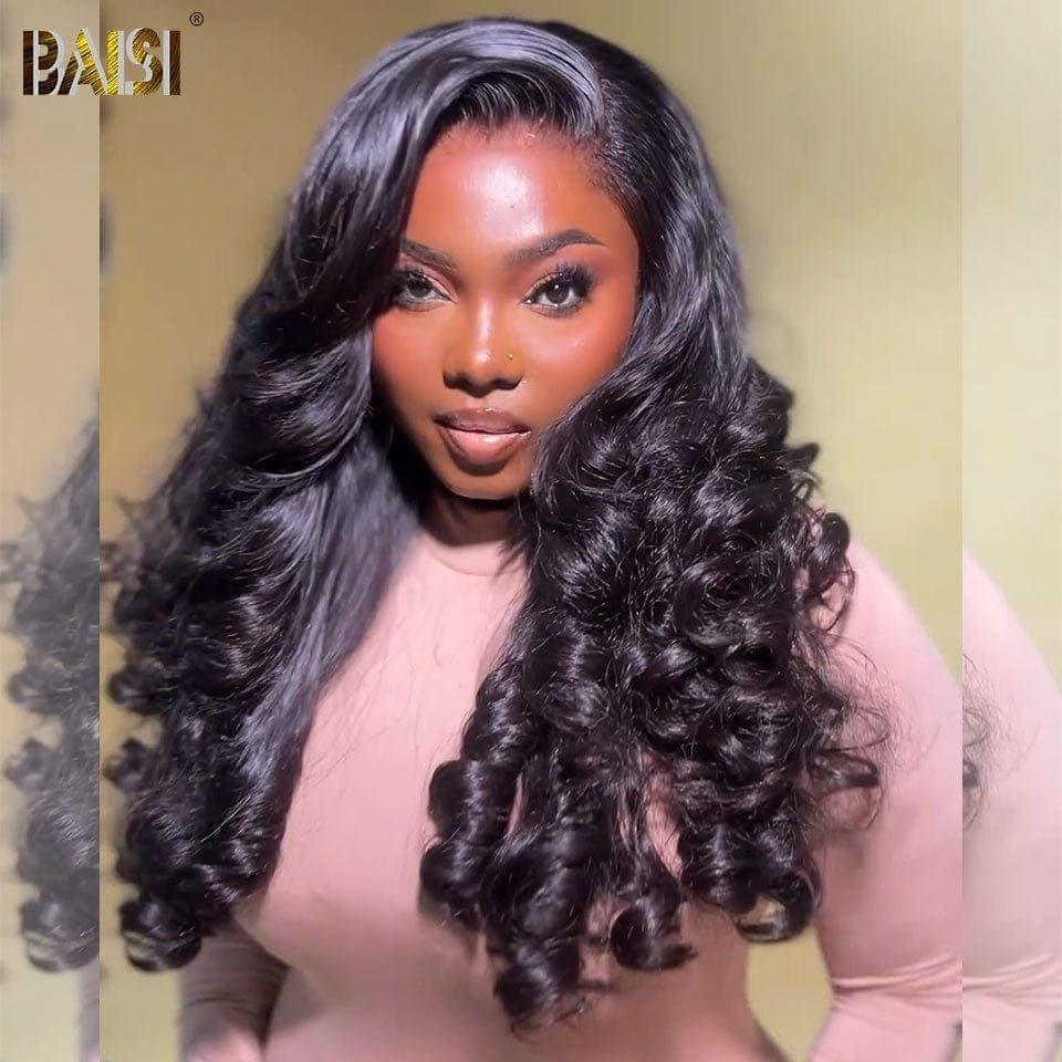 BAISI Achetez 2 perruques minimum au prix d'usine fournisseur 4x4 Perruque Loose Wave Pré-plucked Pas Besoin de Colle en 100% Raw Hair Lace déjà couper(Pas Besoin de Code)