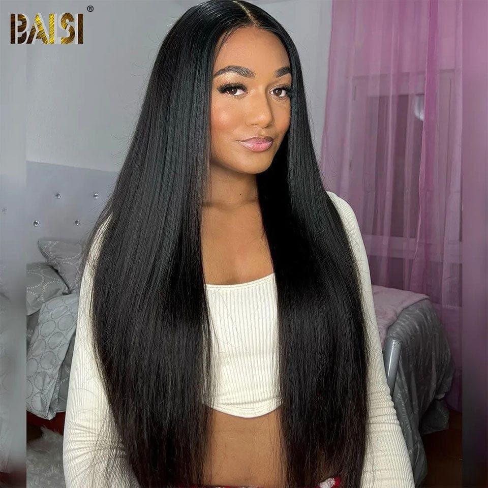 BAISI 4x4 Closure Wig Smooth In 100% Human Hair In Good Quality Indian Brazilian Hair