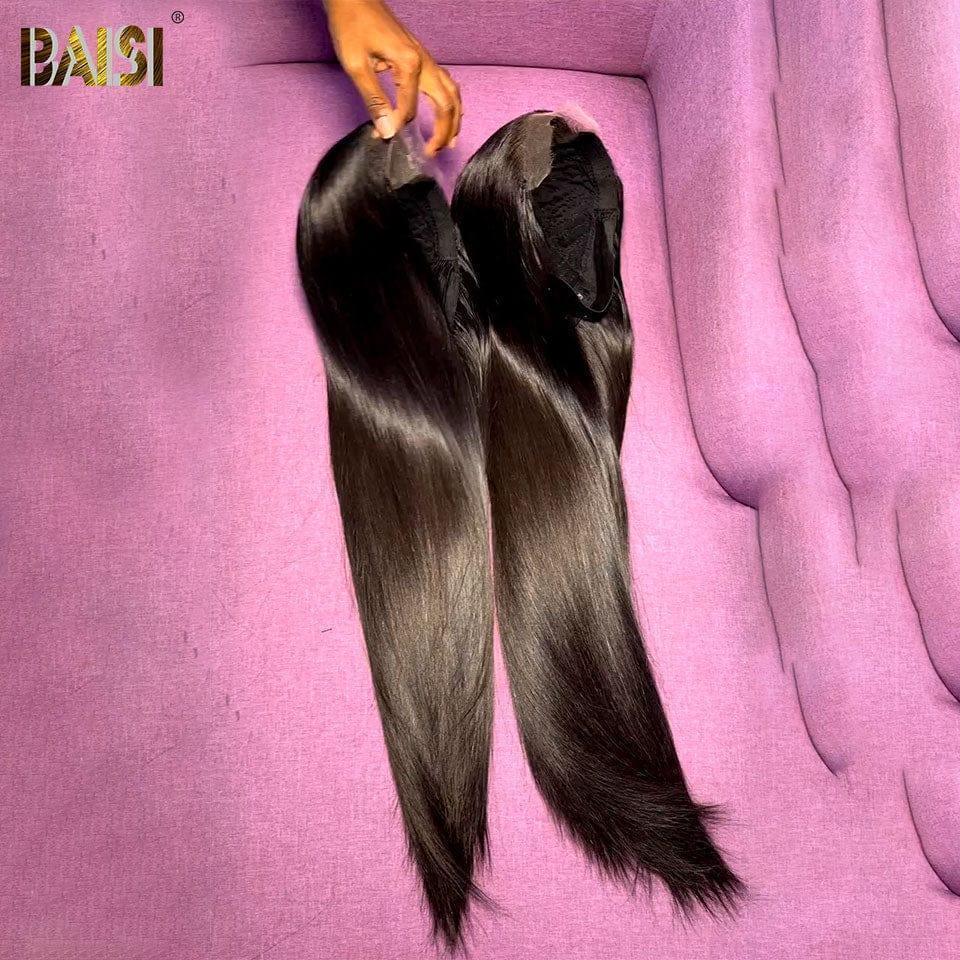 BAISI 4x4 Closure Wig Smooth In 100% Human Hair In Good Quality Indian Brazilian Hair