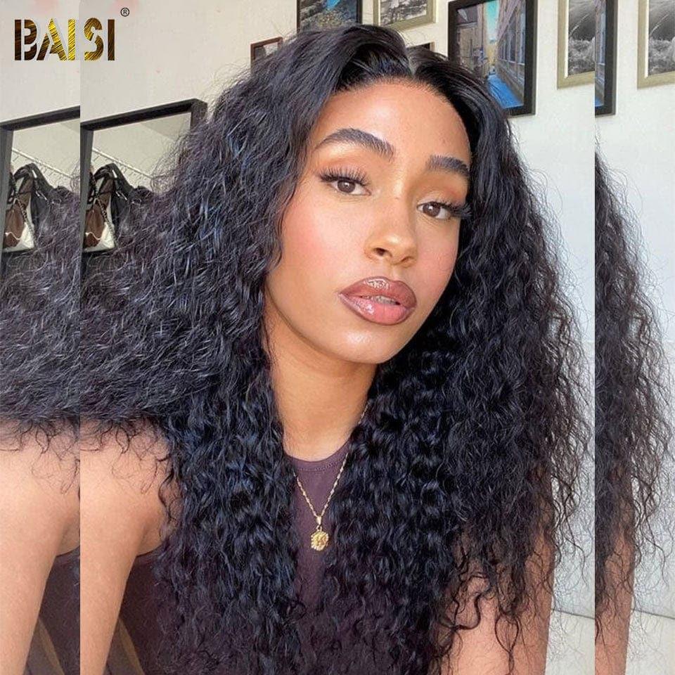 BAISI 4x4 Perruque Deep Wave 20 Pouce 189€ en Noir Sans Colle Lace déjà couper Facile à Porter en 100% Cheveux Humains D CODE: FR20