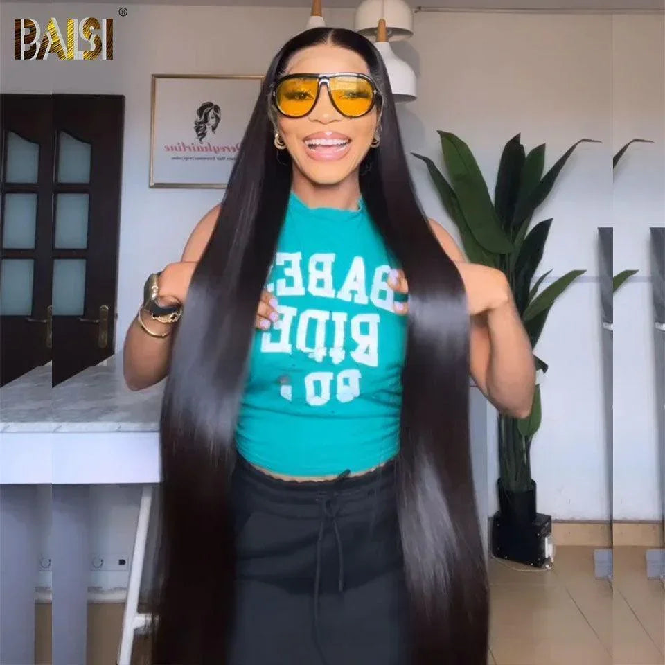 BAISI Achetez 2 perruques minimum au prix d'usine fournisseur 4X4 closure perruque trop longue Lisse en 100% cheveux humains