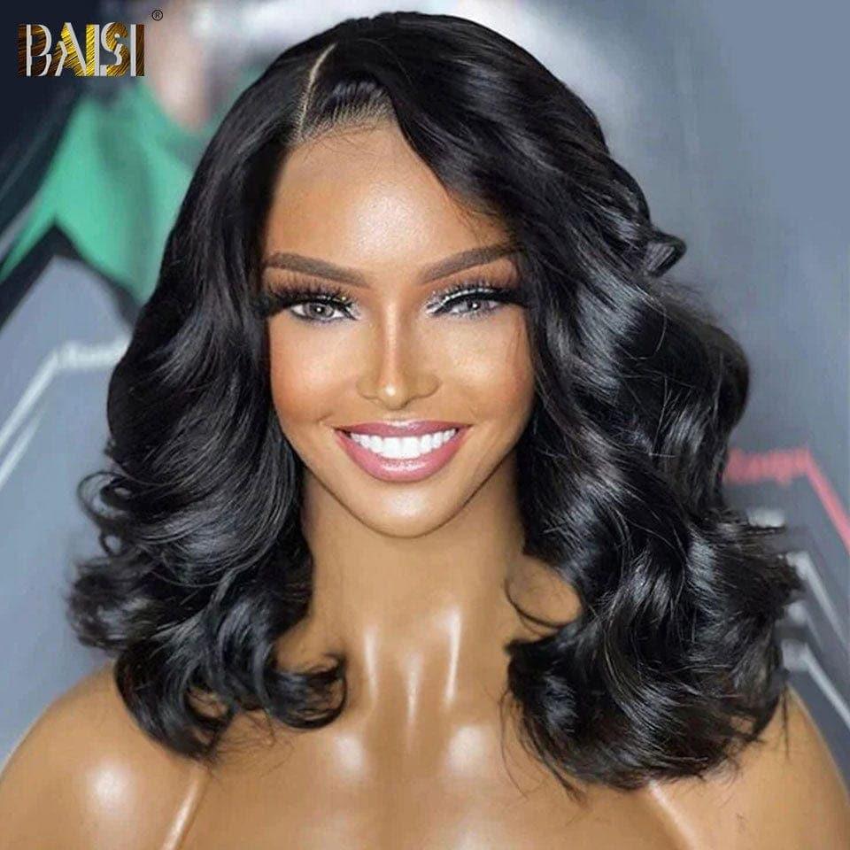 BAISI 13x4 lace frontal Body wave 20 pouce 109€ ou 4x4 Perruque Bob Body Wave en Noir Sans Colle Lace déjà couper Facile à Porter en 100% Cheveux Humains