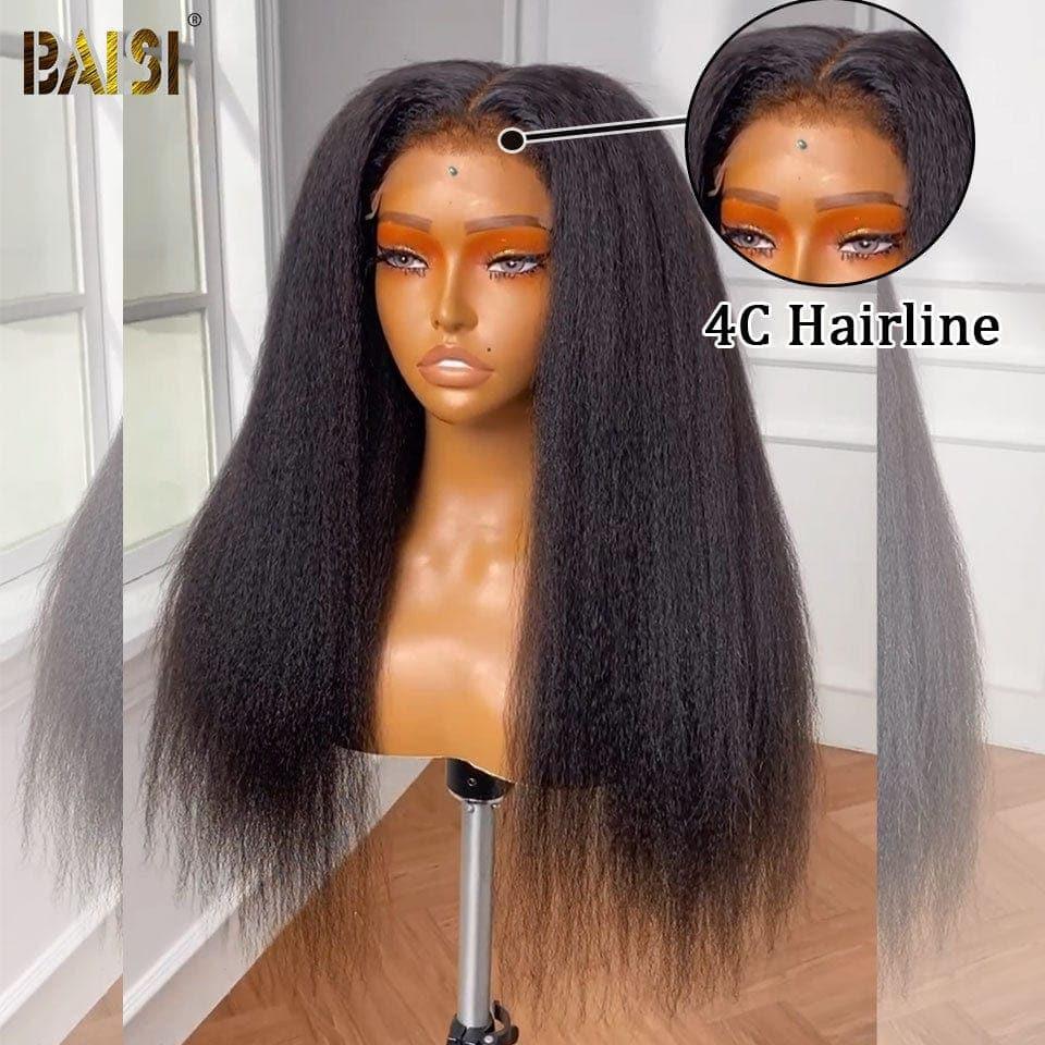 BAISI 4X6 Spitzenperücke, verworren, gerade, High-End mit Babyhaar, natürliche, leimlose Spitze, 100 % echtes Menschenhaar, 4C-Haaransatz