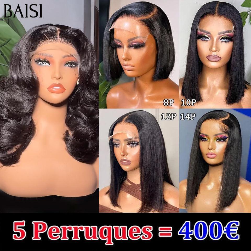 BAISI 5 perruques lisse 400 euros ou 13X4 065C 16 Pouces 109€ en 100% vrais cheveux humains