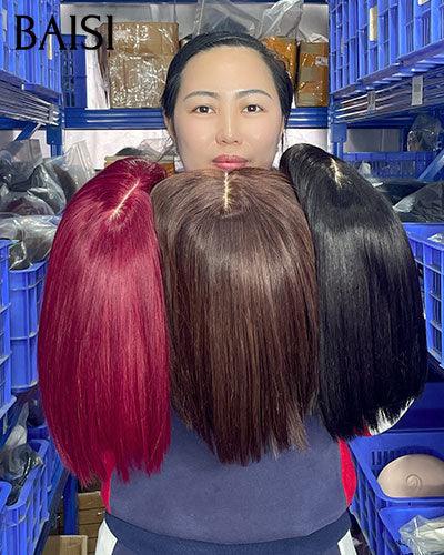 BAISI 2 Perücken OHNE Kleber Körperwelle und lockige Welle zum Weiterverkauf 275 € 18 Zoll aus 100 % echtem Menschenhaar VIP100