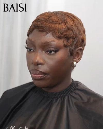 BAISI 13x4 Lace Frontal Pixie Finger Wave Perücke kleiner Schnitt 6 Zoll 79 € In 100 % Echthaar B FR20