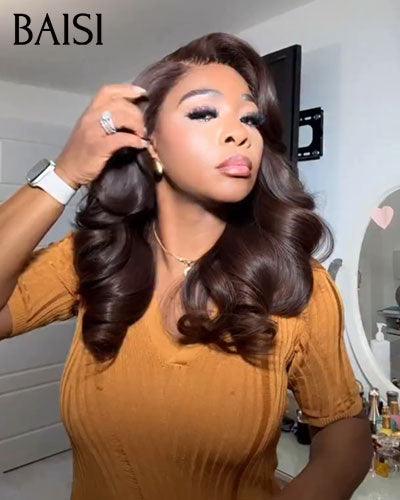 BAISI 3 Perruques bob 261€ Noir Sans Colle Facile à Porter ou Prix black friday 139€ 20P 065C ou 13X4 lace Naturelle wave Marron 20 Pouces en 100% vrais cheveux humains Code : VIP100