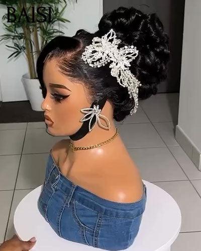 BAISI Coiffure de luxe Carol Perruques Mariage + Accessoires gratuits Prête à porter chignon et personalisation comme sur la vidéo 100% identique avec lace frontale pour mariage ou événement spécial VIP100