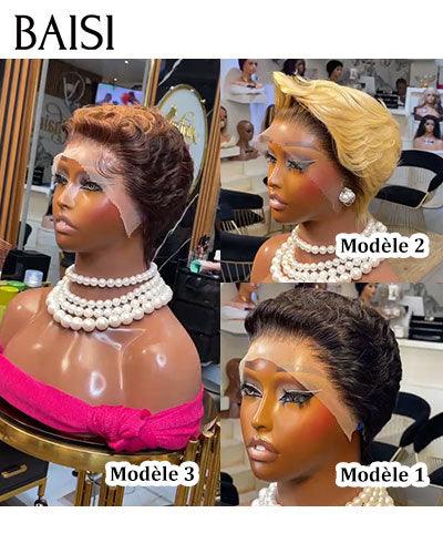 BAISI Pixie Finger Wave Wig corte pequeño 13x4 Lace Front 6 pulgadas 79 € En cabello 100% humano BAISI20