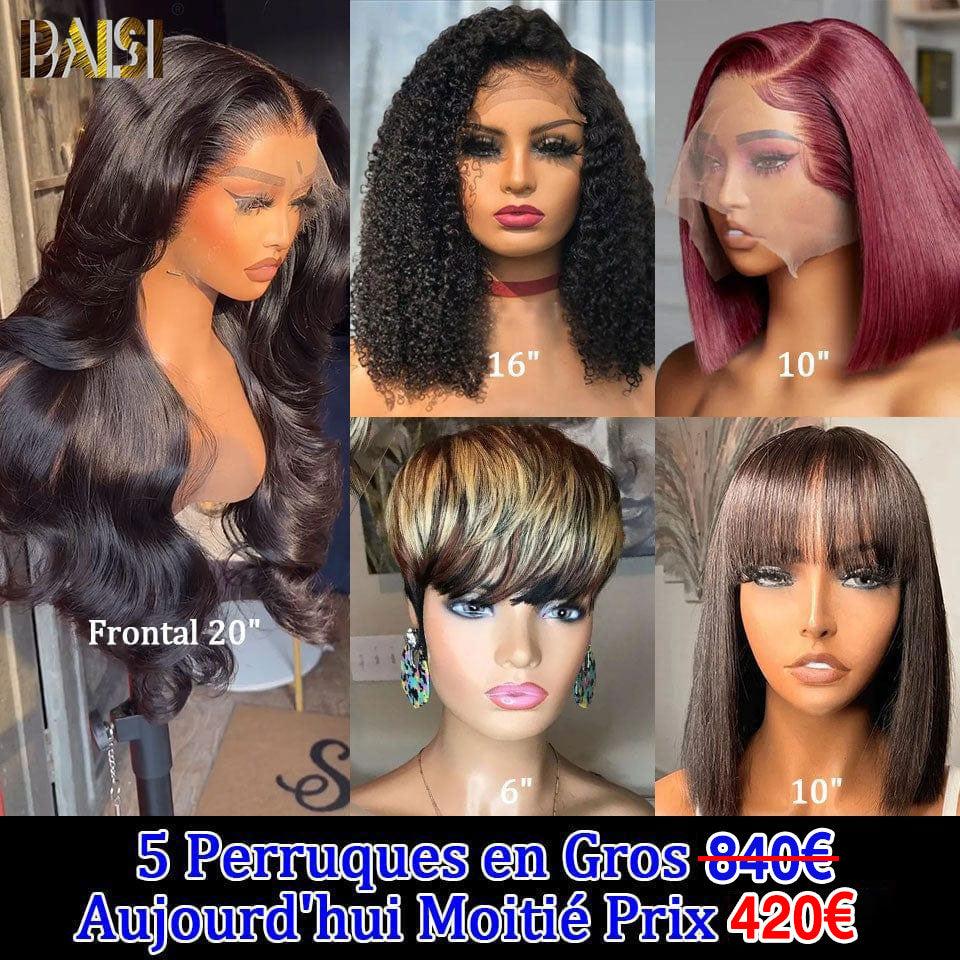 BAISI 5 perruques à moitié prix 420€ en France TVA 0€ Livraison gratuite 2-3 jours en Europe en 100% cheveux humains