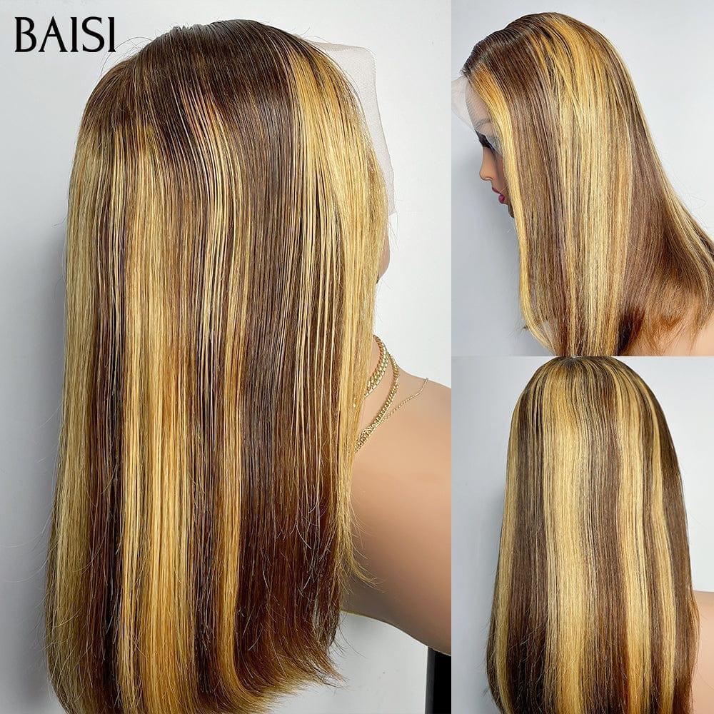 Parrucca Bob diritta BAISI 13X4 In colore marrone miele mix 4#27# 14 pollici in capelli grezzi al 100%