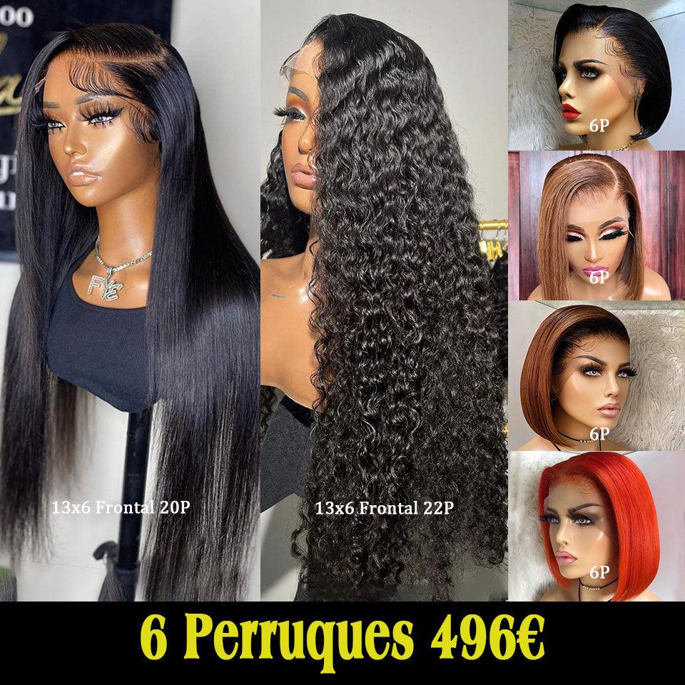 BAISI Achetez 1 + 1 Gratuite = 156€ 4x4 lace water wave 2 couleur ou 6 Perruques Soldes 496€ en 100% vrais cheveux humains