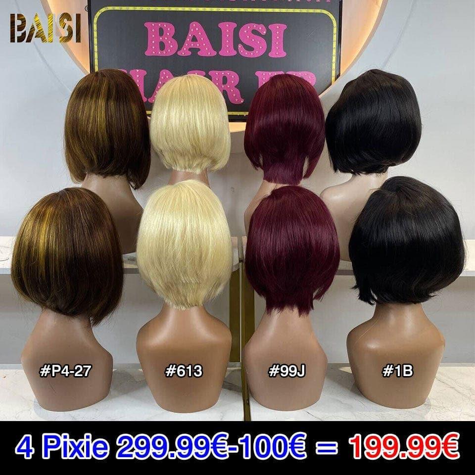 BAISI 1 pixie noir 69€ ou 4 Pixie avec lace frontal 199.99€ en promo en 100% vrais cheveux humains