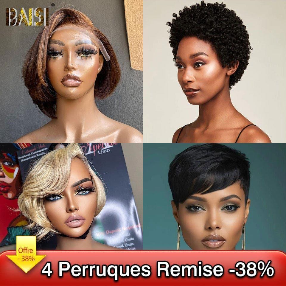 BAISI vente flash 3 perruques 159€ et 4 perruques 199€ en 100% vrais cheveux humains 199 euro FR38