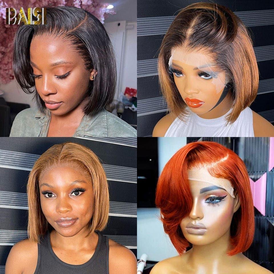 BAISI Achetez 1 + 1 Gratuite = 129€ ou Lot de 4 Avec frontales 8 Pouce lisse en 100% vrais cheveux humains 210 euro