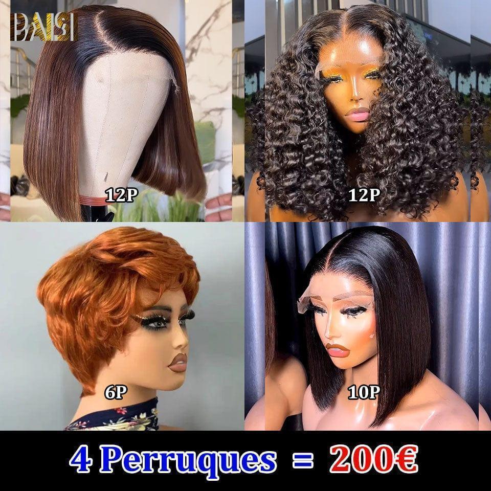 BAISI HAIR FR 4X4 lace closure 8 pouces lisse bob 69€ ou 4 Perruques au Prix D'usine Trop Abordable 200€ Code: FR20