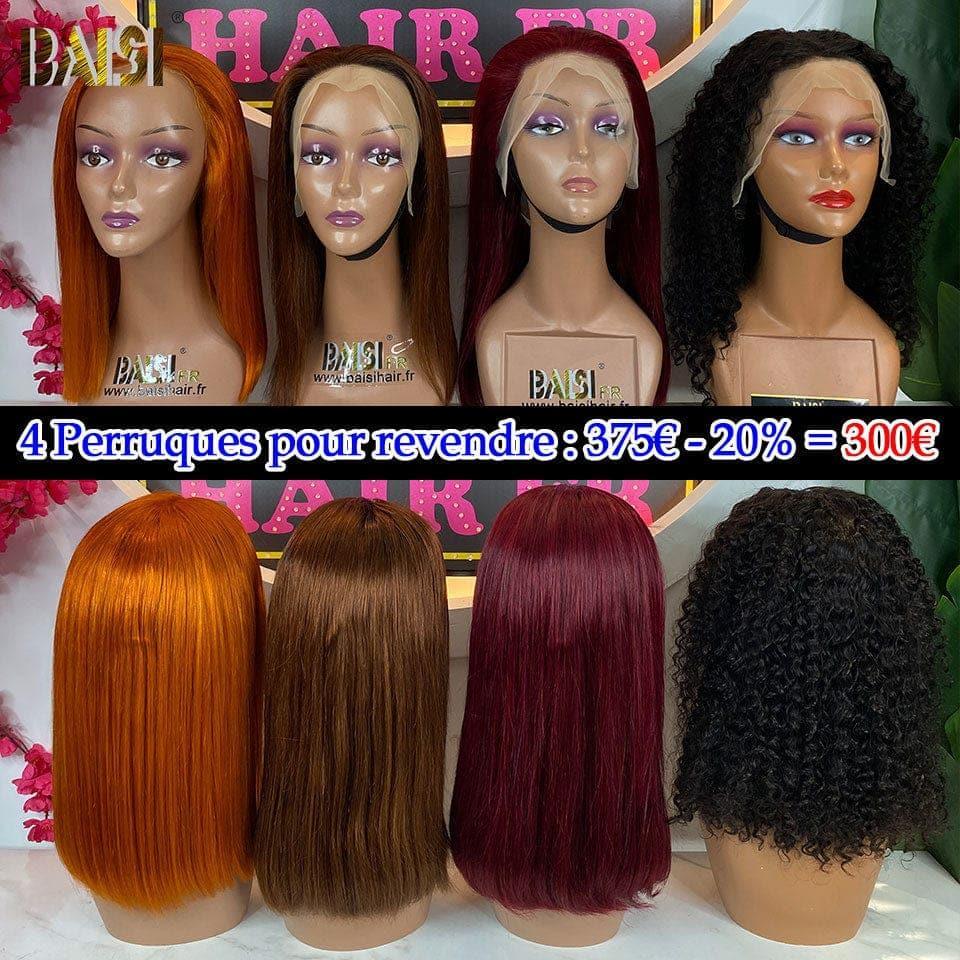 BAISI 4 Wigs in FRANCE €300 Promotional PRICE in 100% real human hair, Code: FR20