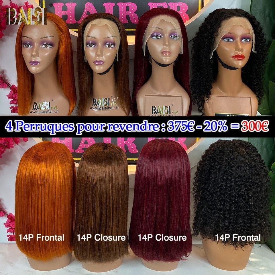 BAISI 4 Wigs in FRANCE €300 Promotional PRICE in 100% real human hair, Code: FR20