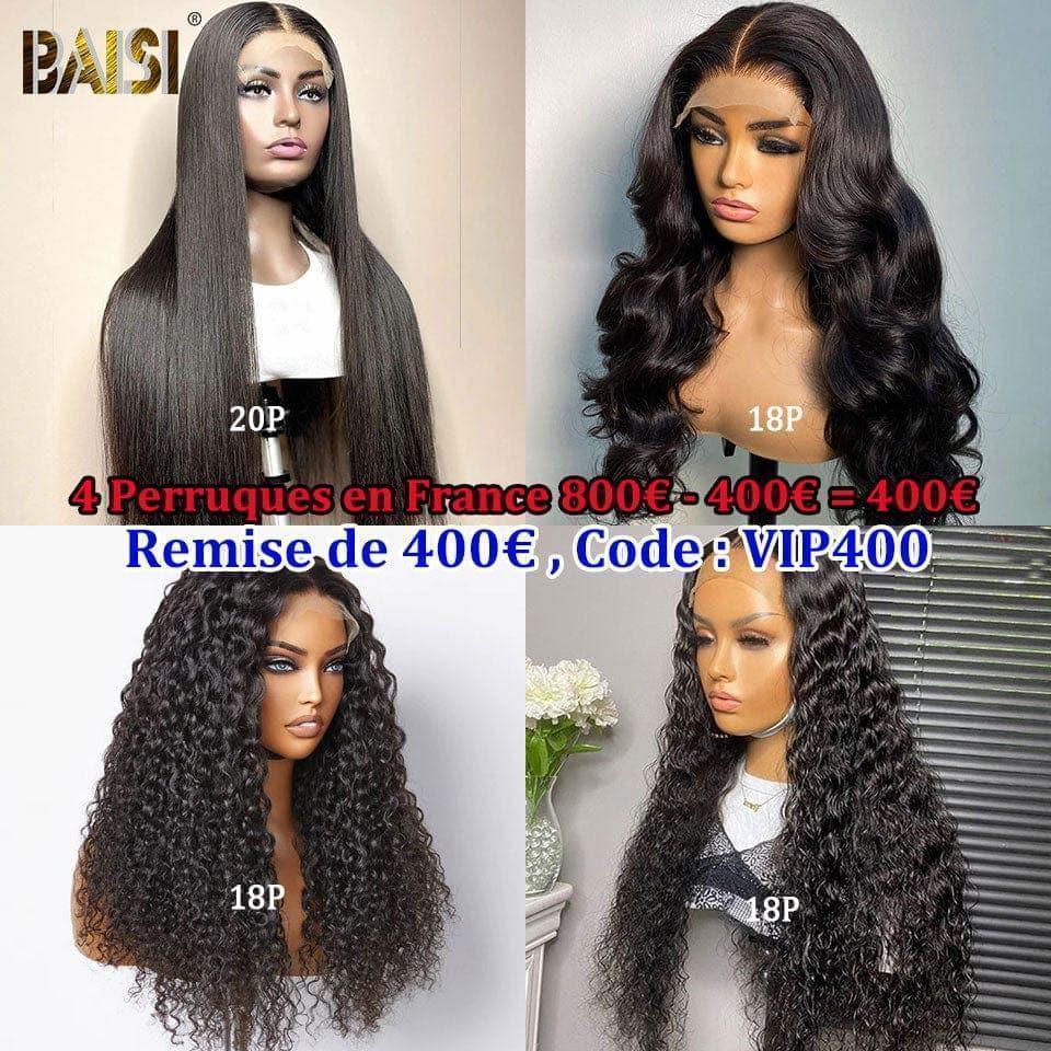 BAISI vente flash 4 perruques en 100% vrais cheveux humains 400 euro, CODE: VIP400