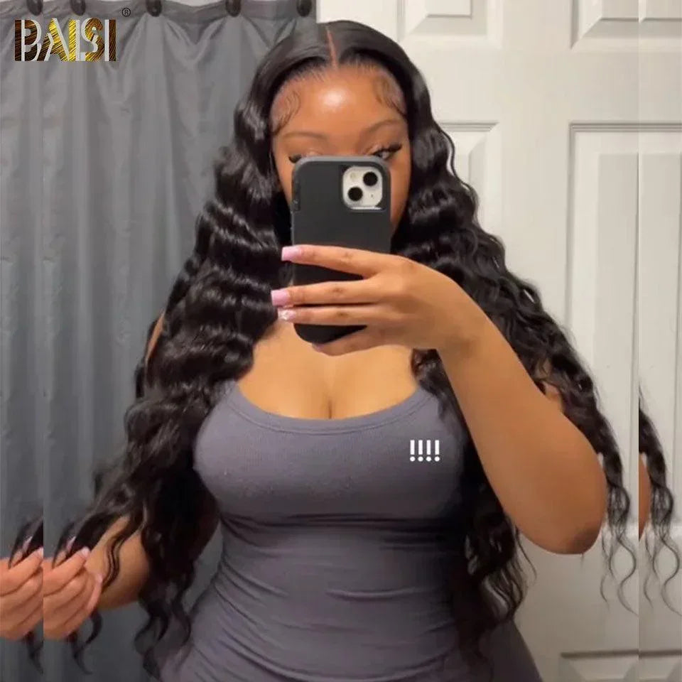BAISI 13X4 lace frontal curly avec natte 18 Pouces 99€ ou Achetez 2 + 2 Gratuite = 470€ Perruque en 100% vrais cheveux humains Code: VIP100
