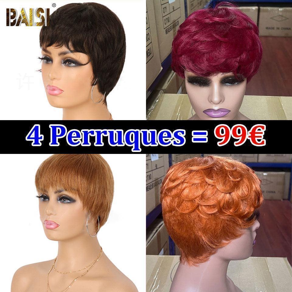 BAISI Combined Sale B 99€ For 4 Wigs 100% Human Hair Machine Made