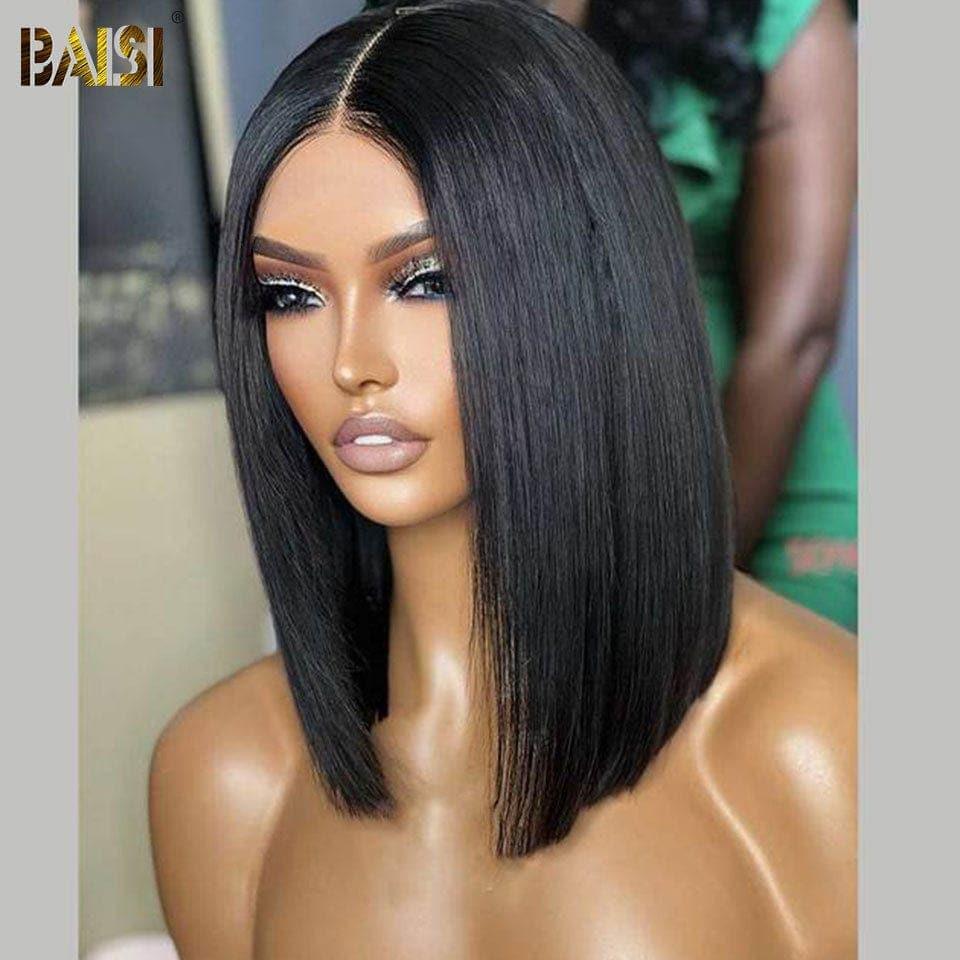 BAISI 4x4 Straight Bob Wig 10 Inch €88 in Black Glueless Lace Already Cut Easy to Wear in 100% Human Hair D CODE: FR20