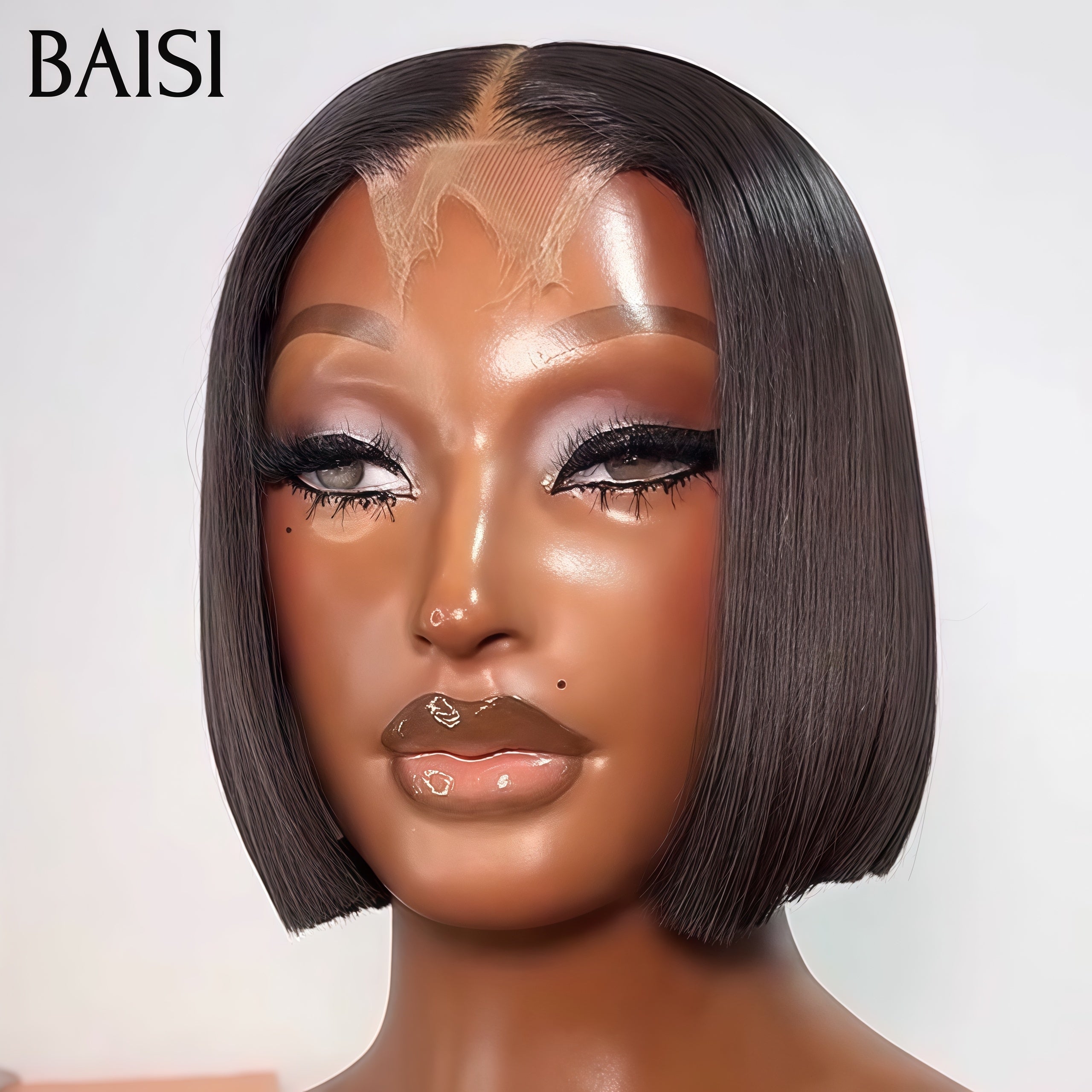 BAISI 2x6 Lace Perruque BOB Lisse 8 Pouces Noir 79€ Ou Couleur Marron dorée 4/33# 95€ Qualité Authentique En 100% Cheveux Humains