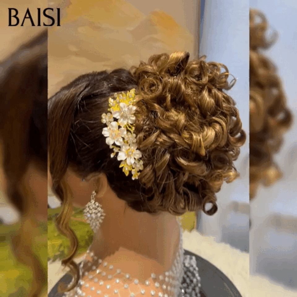 BAISI Coiffure de luxe Josephine Perruques Mariage Prête à porter chignon et personalisation comme sur la vidéo 100% identique avec lace frontale pour mariage ou événement spécial en couleur 1BT27# VIP100