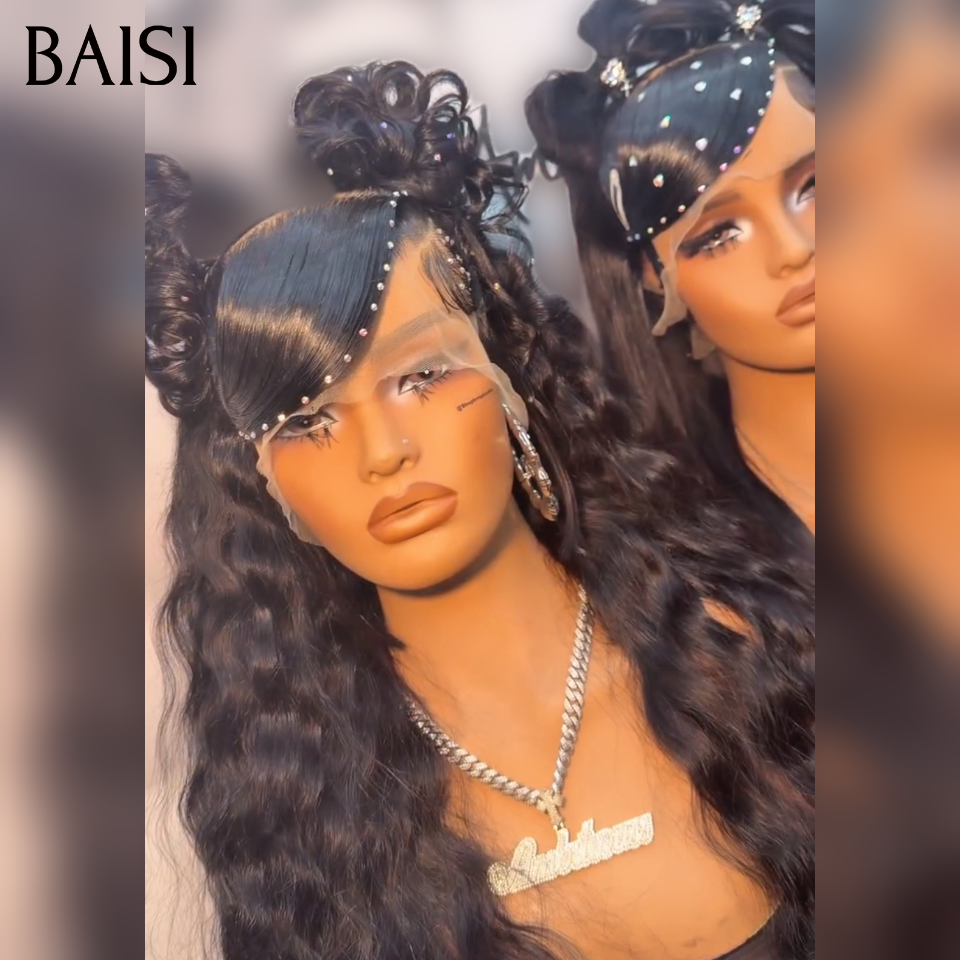 BAISI Achetez 2 perruques minimum au prix d'usine fournisseur Perruque Naturelle Déjà Coiffée 139€ En Lace 13X4 Frontal Curly En 100% Cheveux Humains (Pas Besoin de Code)