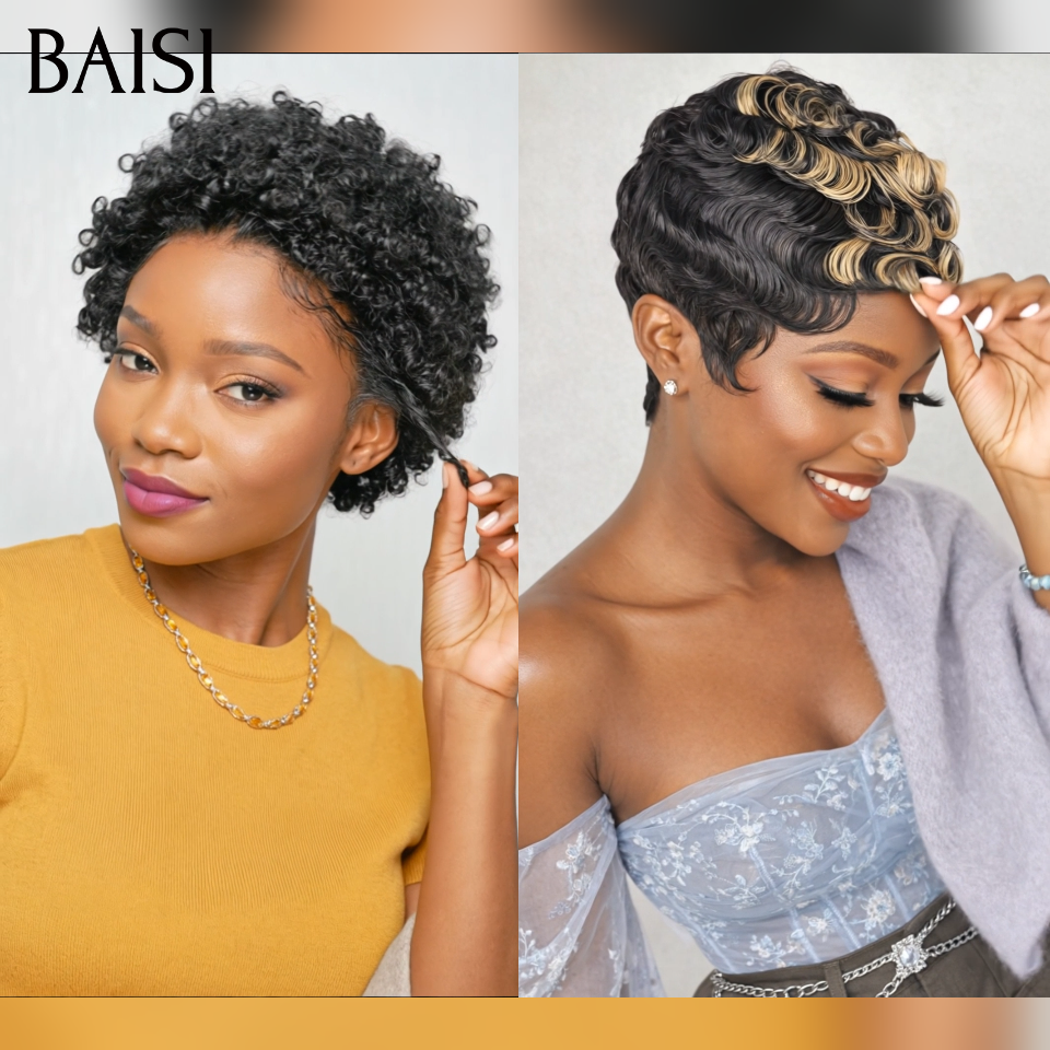 BAISI Achetez 1 + 1 Gratuite = 69€ Sans Colle 2 couleur NOIR et Mixte en 100% vrais cheveux humains code:FR38
