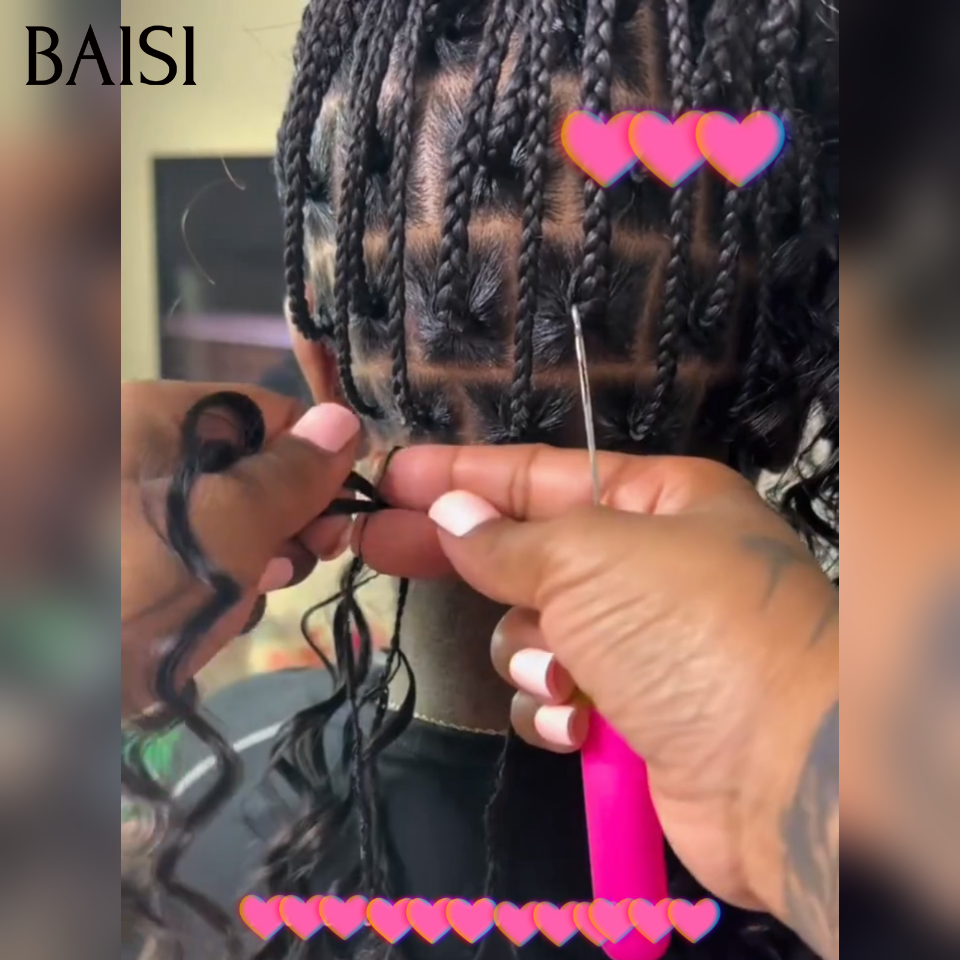 BAISI Tissages avec Crochet Hair Extensions de Cheveux Humain Prix à partir de 99€ Curly Double Tête Style 100% Corchet Invisible en 100% réel