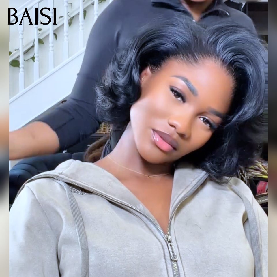 Perruque boucle wave 66€ en egg wave 10 pouces 79€ Moitié prix produit BOB en couleur NOIR en 100% Cheveux Humains