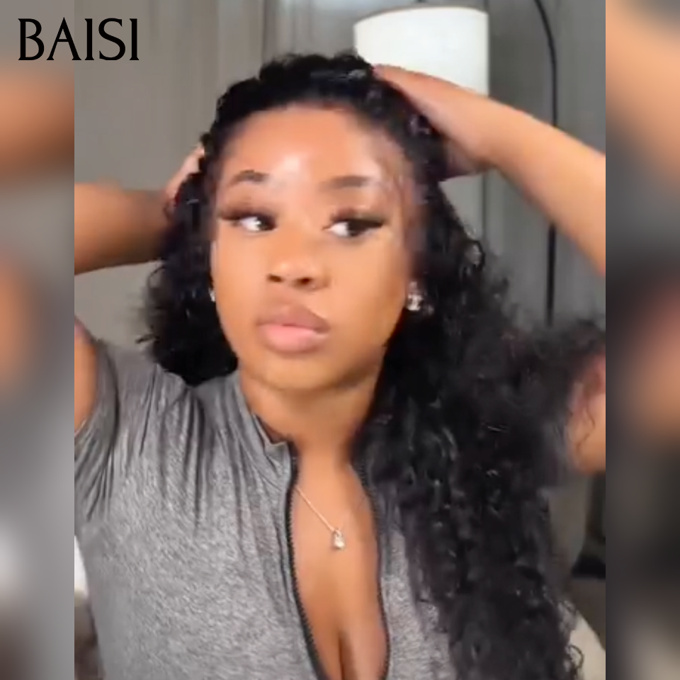 Tendance 2026 perruque en chignon bun Upgrade Invisible Strap 360 lace curly wave 360 invisible Pas Besoin de Colle 250% densité Respirant et confortable en 100% Raw Hair Lace déjà couper