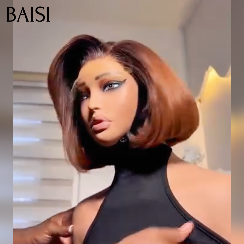BAISI NOUVELLES ÉTÉ 2026 Perruque bob en couleur Noir mixte Marron 66€ 100% Cheveux Humains