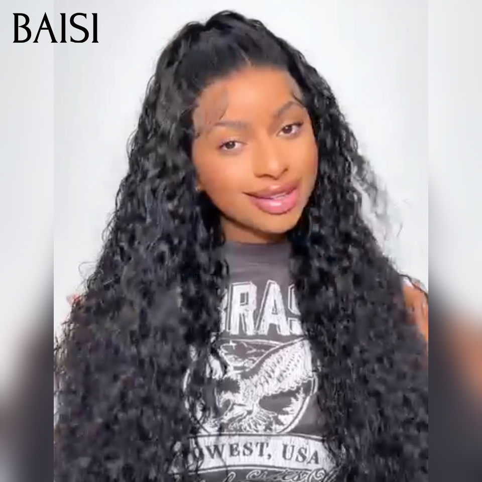 BAISI 13x4 lace frontal Perruque Coiffée curly wave avec coiffure tressée natte qualité et confort respirant Les prix commencent à 99€ en 100% Cheveux Humains