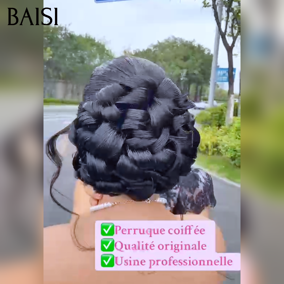 BAISI 13x4 Lace frontal Perruques coiffée Qualite originale Peut être porté directement Personnalisable en fonction de la vidéo Convient pour les mariages et autres occasions Usine professionnelle En 100% cheveux humains