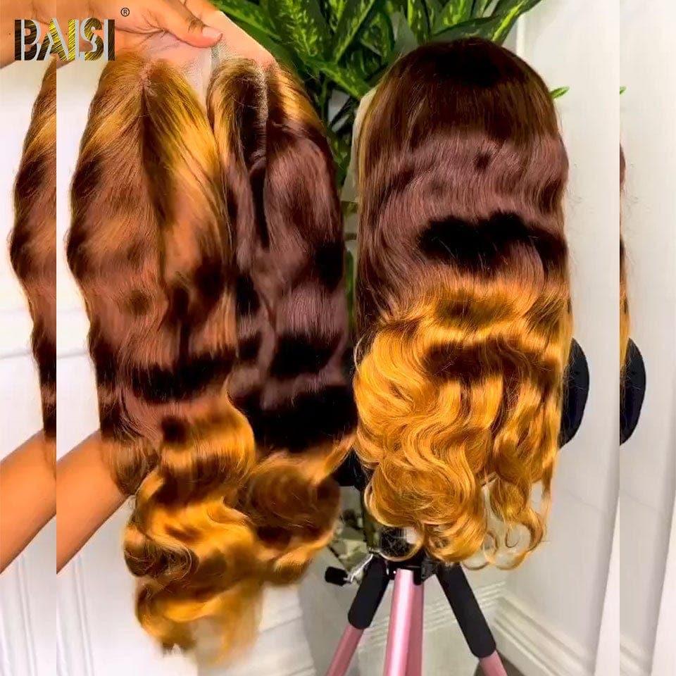 BAISI 13x4 Lace Frontal Body Wave Perücke in der Farbe #30/4/30 aus 100 % Echthaar